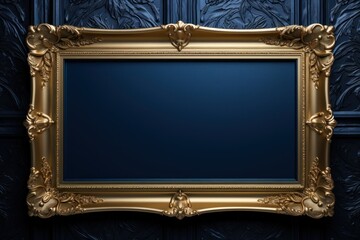 blank frame in Sapphire backdrop with Sapphire wall, in the style of dark gray