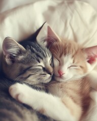 Two cats cuddled up in love