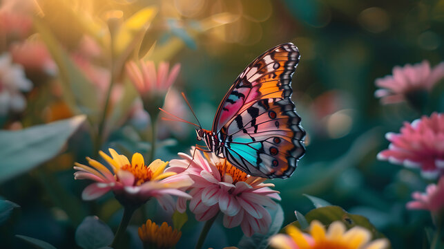 A stunning photograph capturing the intricate patterns and vibrant colors of a butterfly's wings