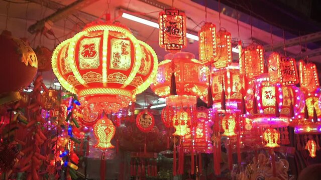Chinese Lanterns Chinese New Year Manila Chinatown &ndash; Binondo, Philippines in 60fps 4k Slow motion