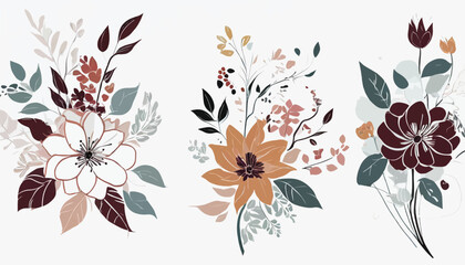 beautiful bunch floral set vector illustration.