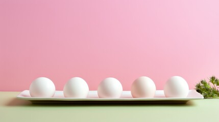Five Fresh Eggs on Elegant White Tray