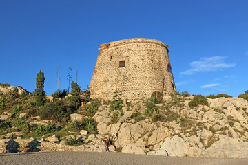 	
Watchtower on Velilla beach in Andalucia, Spain	