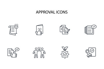 Approval icon set.vector.Editable stroke.linear style sign for use web design,logo.Symbol illustration.