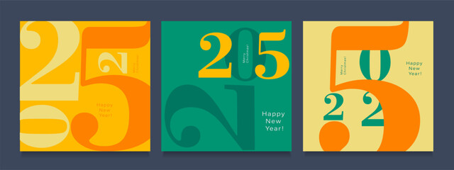2025 Creativity Geometric Celebration of Happy New Year and Merry Christmas. Abstract Typography for Vibrant Advertising, Web Delights, Social Media Sparks, Banners, Covers, Posters.