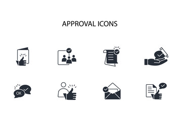 Approval icon set.vector.Editable stroke.linear style sign for use web design,logo.Symbol illustration.