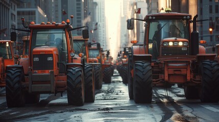 Colona tractors blocked the movement of streets in the city. Protests by agricultural workers