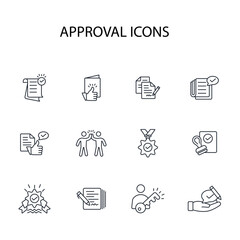 Approval icon set.vector.Editable stroke.linear style sign for use web design,logo.Symbol illustration.