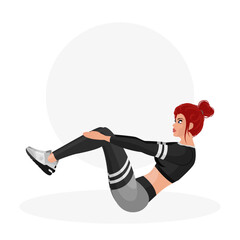 Illustration of a beautiful athletic girl working out in the gym. Fitness girl. Sports girl.
