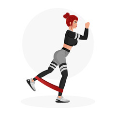 Fototapeta premium Illustration of a beautiful athletic girl working out in the gym. Fitness girl. Sports girl.