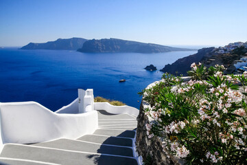 Cycladic volcanic island Santorini, famous travel destination, Aegean Sea, Greece.