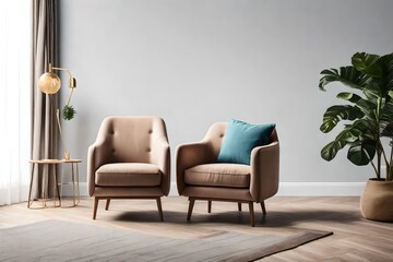 Fototapeta na wymiar Redefining Spatial Aesthetics with a High-Definition Representation of a Modern Minimal Armchair Deco Living Room Set, Seamlessly Cut Out Against Transparent Backgrounds. Presented as Impeccably Deta