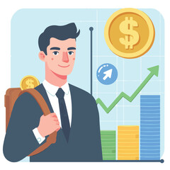 Dynamic Financial Vector Illustrations: Transforming Money Concepts into Vibrant Graphics for Finance, Investment, Banking, Budgeting, Wealth Management, Financial Planning, Stock Market, Business