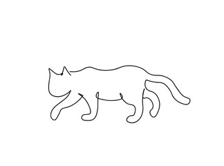 Cat Single Line Art Drawing