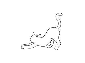 Cat Single Line Art Drawing