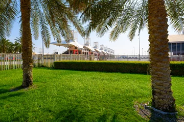 Foto op Canvas View from a small garden area of the main grandstand at the Bahrain Formula One track in Sakhir, Bahrain. © Kirk Fisher