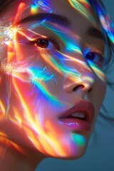 woman portrait light through prism