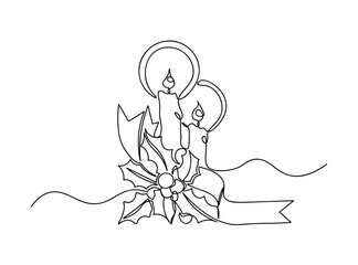 Christmas Decoration Single Line Art Drawing