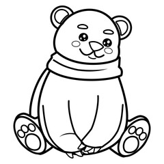 Cute polar bear cartoon character outline