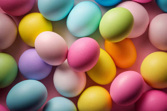 Multicolored Easter eggs. Easter background, banner, greetings card © LiliGraphie