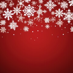 Naklejka na ściany i meble Red christmas card with white snowflakes vector illustration 