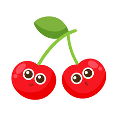 cherry fruit cartoon character icon.