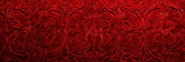 Red paterned carpet texture from above 