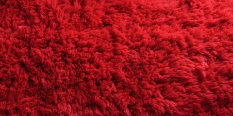 Red plush carpet close-up photo, flat lay