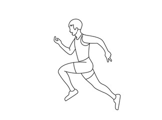 Fototapeta na wymiar Running Man Line Art Drawing
