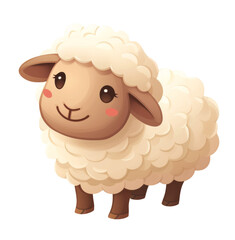 A charming, fluffy sheep with a friendly smile and soft wool texture, digitally rendered on a transparent PNG.