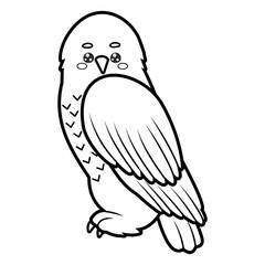 Cute snow owl in black and white 