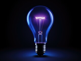 A glowing light bulb on a dark background. Generative AI.