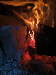 Close up shot of burning firewood. Definitely winter is the best season.