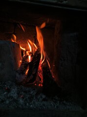 Close up shot of burning firewood. Definitely winter is the best season.