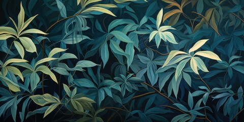 Green leaves and stems on a Brown background