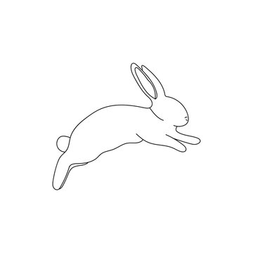 Drawn jumping bunny on white background