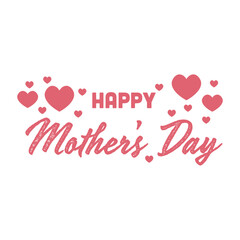 Text HAPPY MOTHER'S DAY and hearts on white background