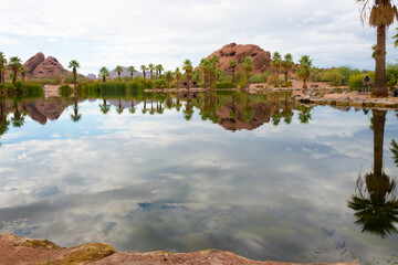 Papago park landscape reflection in Phoenix Arizona