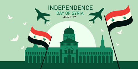 Greeting banner for Independence Day of Syria