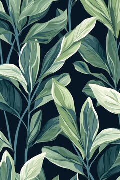 Green leaves and stems on a Blue background © Celina