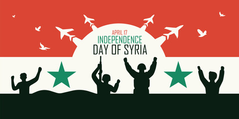 Greeting banner for Independence Day of Syria