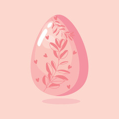 Beautiful painted Easter egg on pink background