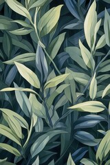 Green leaves and stems on a Khaki background
