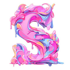 Pink Cake and Ice Cream Letter S with PNG Image Vector Illustration