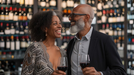 Vintage Vines: Senior African American Couple Enjoying Wine Tasting