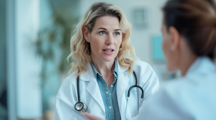Woman Doctor Talking to Patient in a Room