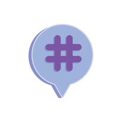Speech bubble with hashtag on white background