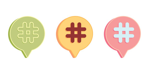 Set of hashtags on white background