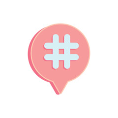 Speech bubble with hashtag on white background