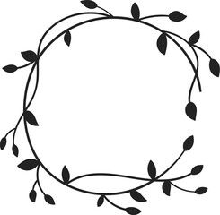 Obraz premium Floral Circle Frame Wreath Silhouette